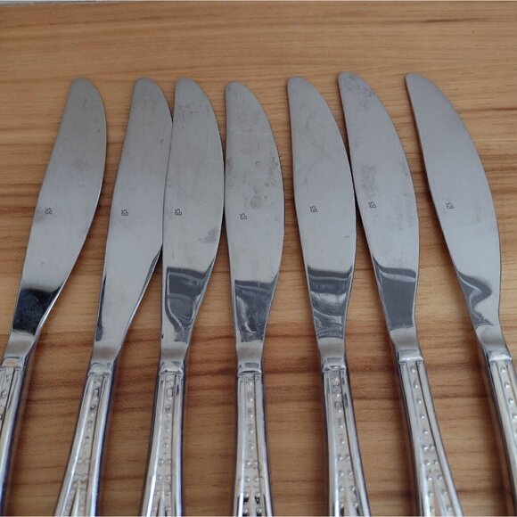 (7) Gourmet Settings Promise Nouveau Beaded  9.5" Dinner Knives 18/10 Stainless - Picture 3 of 5